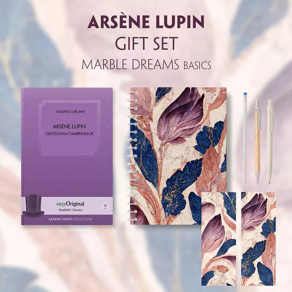 Cover: Arsène Lupin, gentleman-cambrioleur (with audio-online) Readable Classics Geschenkset + Marmorträume Schreibset Basics