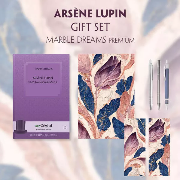 Cover: Arsène Lupin, gentleman-cambrioleur (with audio-online) Readable Classics Geschenkset + Marmorträume Schreibset Premium