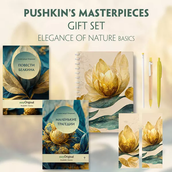 Cover: EasyOriginal Readable Classics / Alexander Pushkin's Masterpieces (with audio-online) Readable Classics Geschenkset + Eleganz der Natur Schreibset Basics