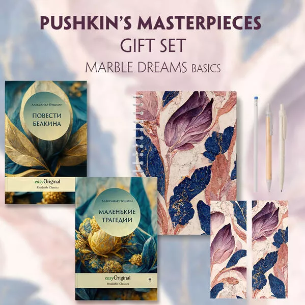 Cover: EasyOriginal Readable Classics / Alexander Pushkin's Masterpieces (with audio-online) Readable Classics Geschenkset + Marmorträume Schreibset Basics
