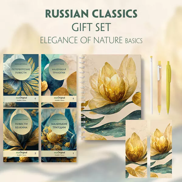 Cover: EasyOriginal Readable Classics / Russian Classics - 4 books (with audio-online) Readable Classics Geschenkset + Eleganz der Natur Schreibset Basics