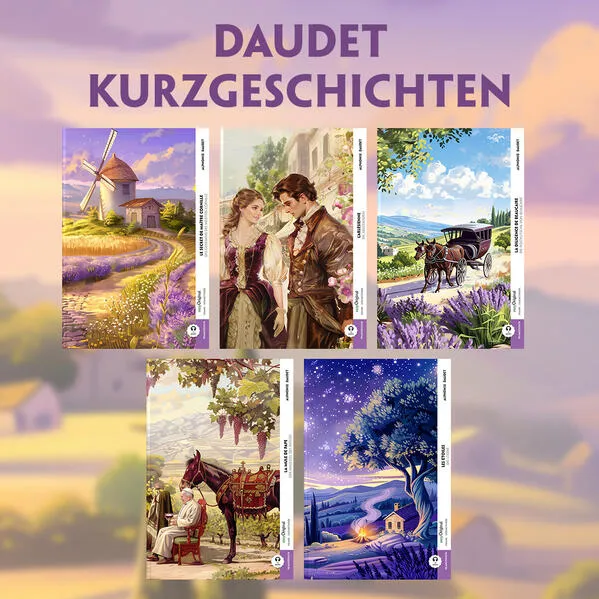 Cover: 5 Daudet Kurzgeschichten (5 Bücher + Audio-Online) - Frank-Lesemethode - Kommentierte zweisprachige Ausgabe Französisch-Deutsch