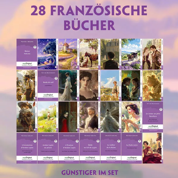 Cover: 28 französische Bücher (28 Bücher + Audio-Online) - Frank-Lesemethode - Kommentierte zweisprachige Ausgabe Französisch-Deutsch