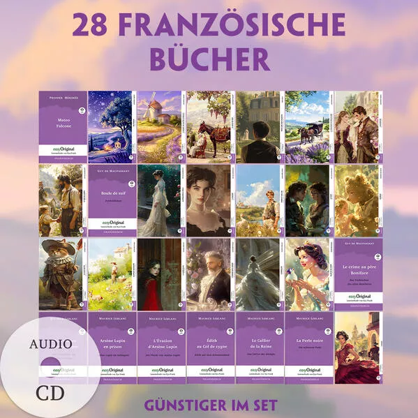 28 französische Bücher (28 Bücher + Audio-CDs) - Frank-Lesemethode - Kommentierte zweisprachige Ausgabe Französisch-Deutsch