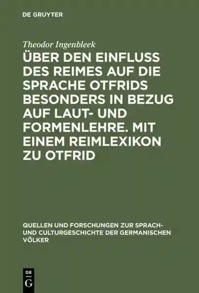 Reihe: Quellen und Forschungen zur Sprach- und Culturgeschichte der germanischen Völker